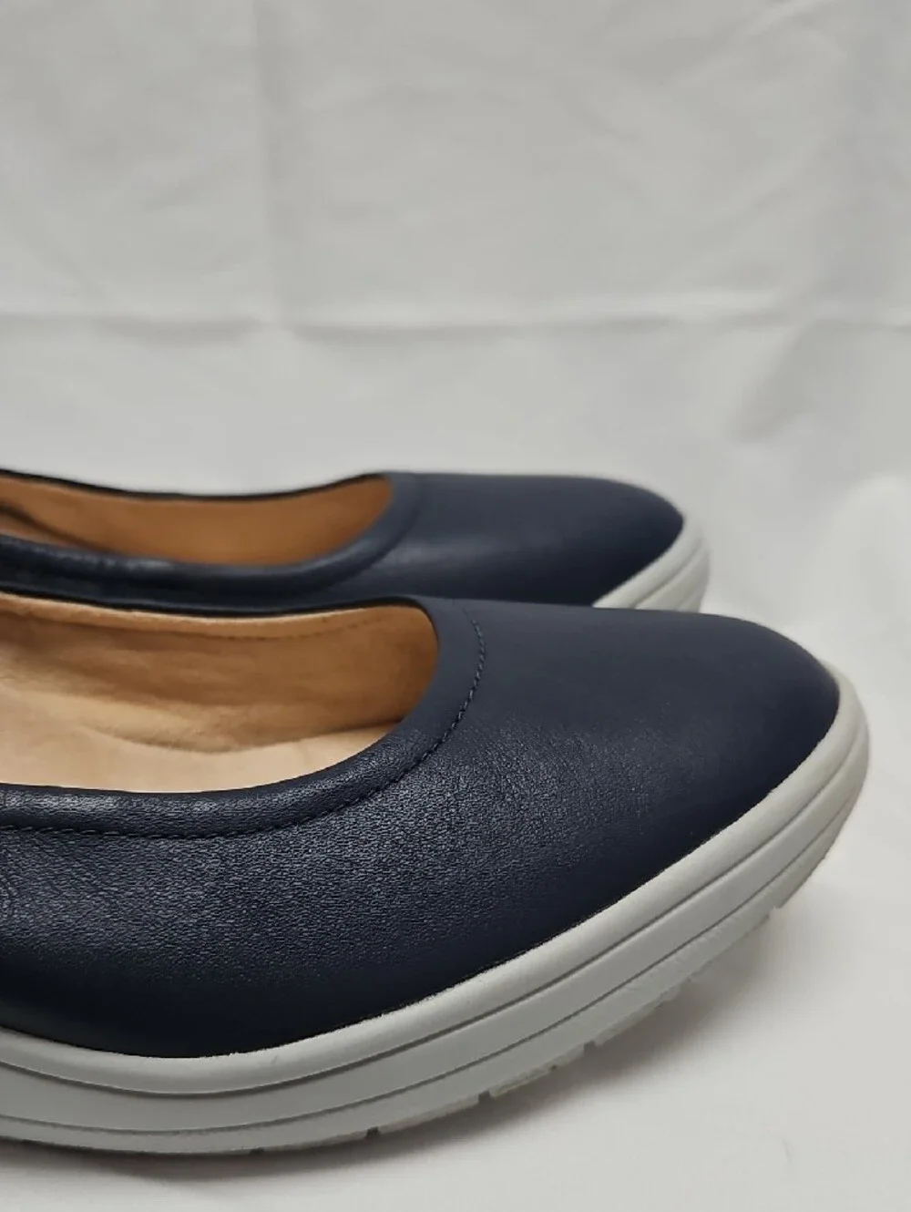 Vionic Jacey Womens 11 Navy Leather Suede Slip On Wedge Sneakers Comfort Shoes